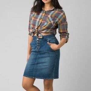 Prana Aubrey Denim Button Fly Skirt